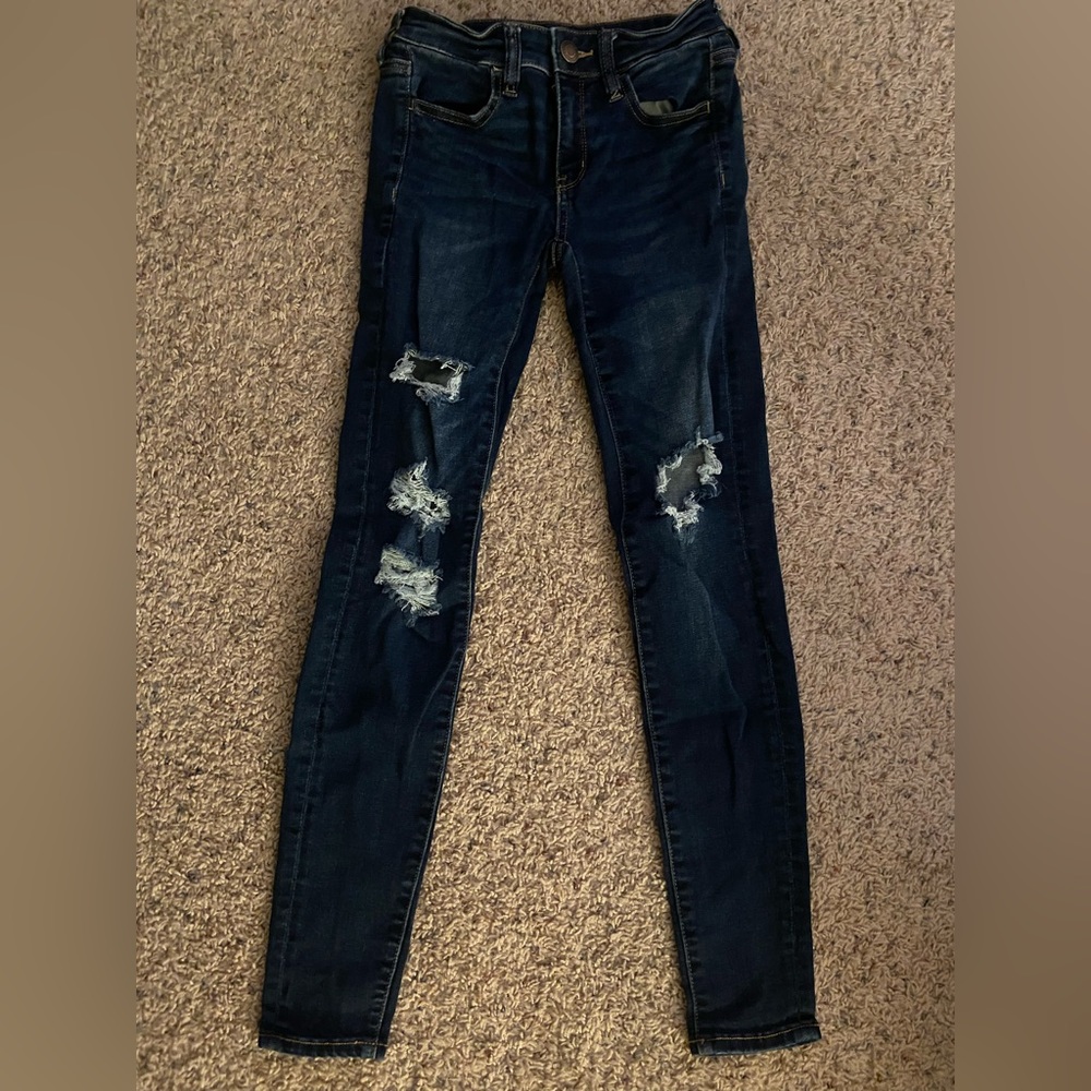 American Eagle Dark Wash Ripped Jeans